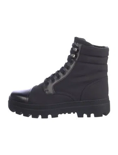 Pre-owned Prada Nylon Combat Boots In Blue