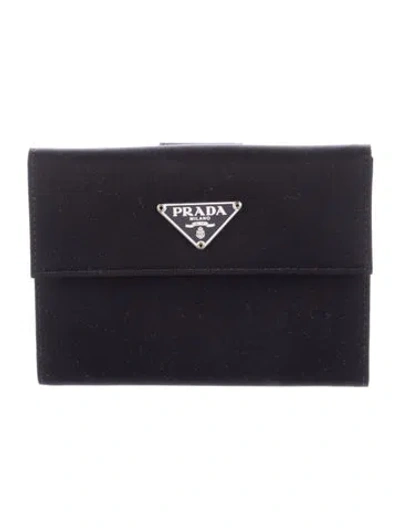 Pre-owned Prada Nylon Compact Wallet In Black