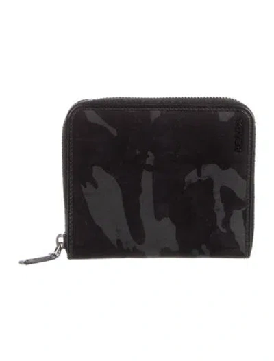 Pre-owned Prada Nylon Compact Wallet In Black