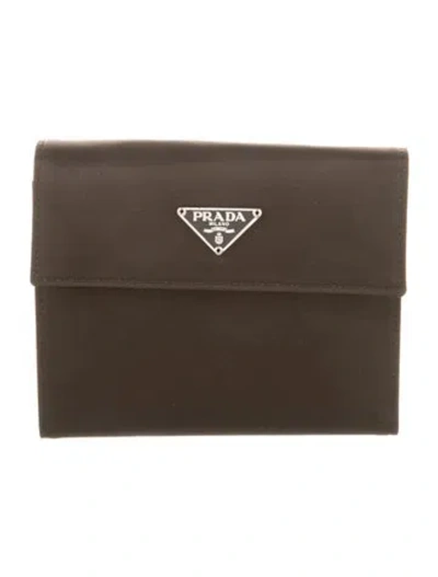 Pre-owned Prada Nylon Compact Wallet In Black