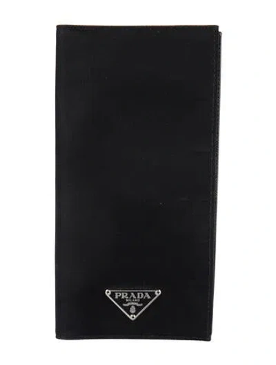 Pre-owned Prada Nylon Continental Wallet In Black