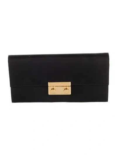 Pre-owned Prada Nylon Continental Wallet In Black