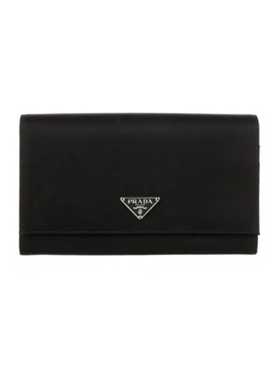 Pre-owned Prada Nylon Continental Wallet In Black