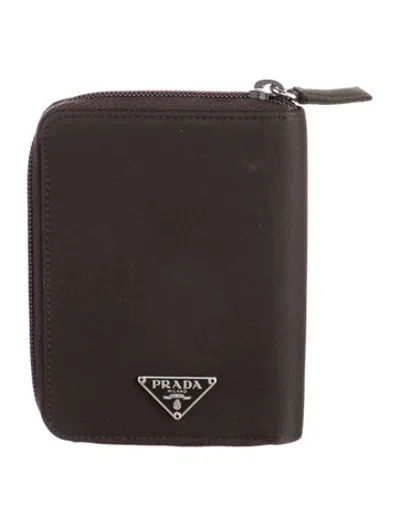 Pre-owned Prada Nylon Continental Wallet In Brown