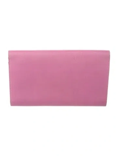 Pre-owned Prada Nylon Continental Wallet In Pink
