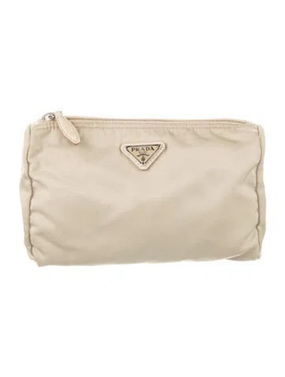 Pre-owned Prada Nylon Cosmetic Pouch In Neutral