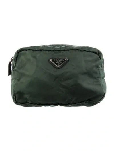 Pre-owned Prada Nylon Cosmetics Bag In Green