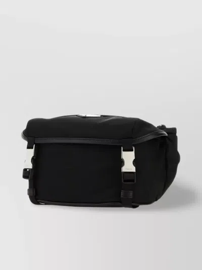Prada Nylon Crossbody Bag With Detachable Shoulder Strap In Black
