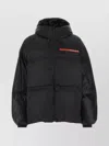 PRADA NYLON DOWN JACKET WITH HOOD AND ZIPPERED POCKETS