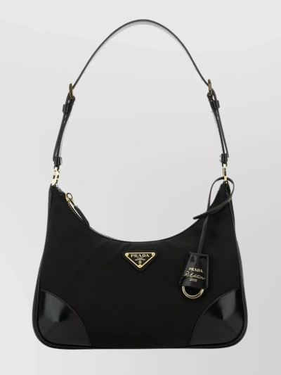 Prada Nylon Edition 2002 Bag With Leather Handle And Logo Accessory In Black