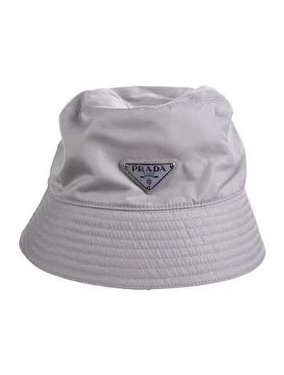 Pre-owned Prada Nylon Enameled Metal Triangle Bucket Hat In Purple