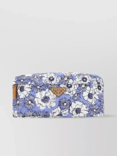 Prada Nylon Floral Belt Pouch In Blue