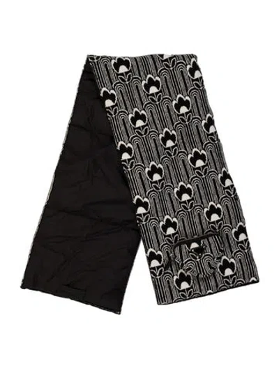 Pre-owned Prada Nylon Floral Print Scarf In Black