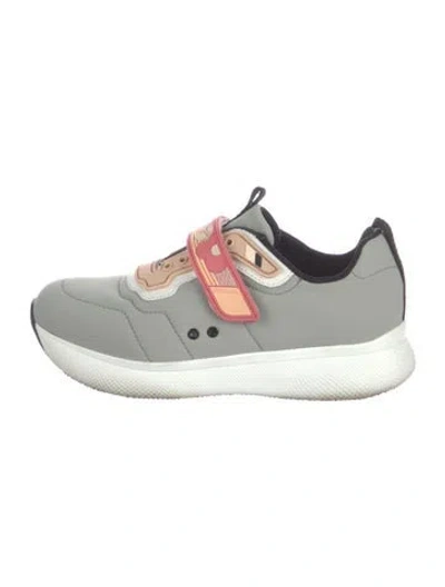 Pre-owned Prada Nylon Graphic Print Athletic Sneakers In White