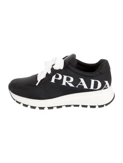 Pre-owned Prada Nylon Graphic Print Sneakers In Black