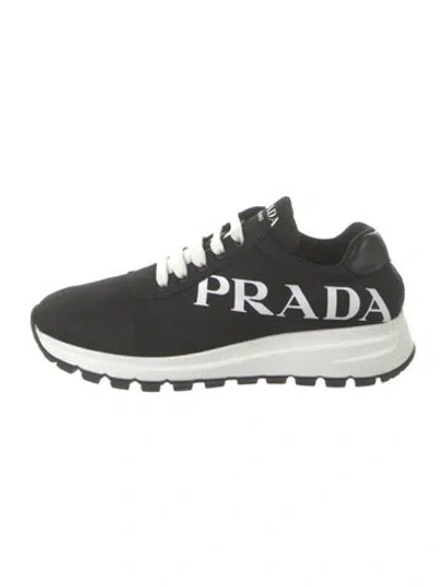 Pre-owned Prada Nylon Graphic Print Sneakers In Black/white