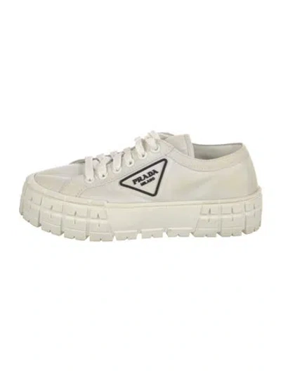 Pre-owned Prada Nylon Graphic Print Sneakers In White