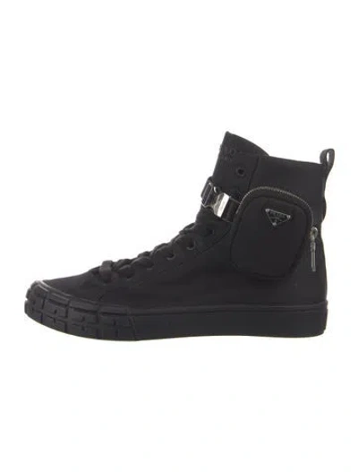 Pre-owned Prada Nylon Grosgrain Trim Sneakers In Blue