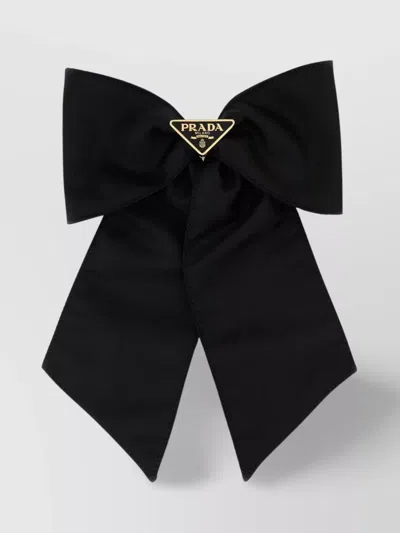 PRADA NYLON HAIR CLIP WITH BOW DESIGN AND METAL ACCENT