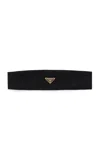 Prada Triangle Logo Nylon Headband In Black