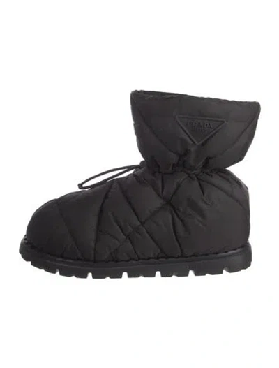 Pre-owned Prada Nylon Lace-up Boots In Black