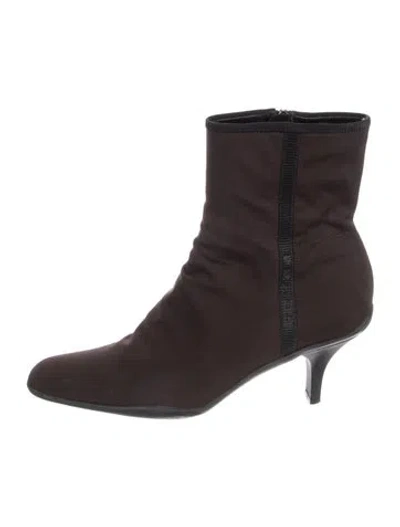 Pre-owned Prada Nylon Lace-up Boots In Brown