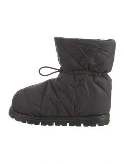 Pre-owned Prada Nylon Lace-up Boots W/ Tags In Black