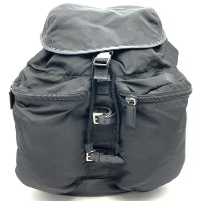 Pre-owned Prada Nylon Leather Backpack () In Black