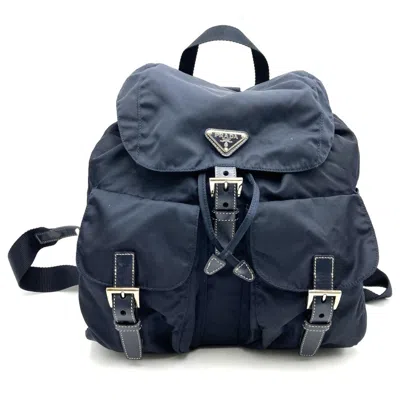 Pre-owned Prada Nylon Leather Backpack () In Blue