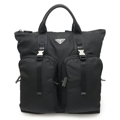 Pre-owned Prada Nylon Leather Backpack Tote Bag () In Multi