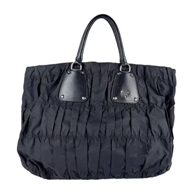 Pre-owned Prada Nylon Leather Handbag () In Black