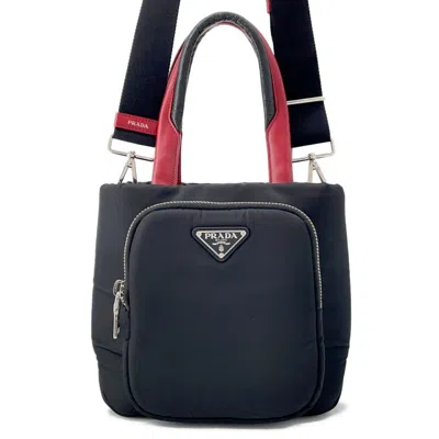 Pre-owned Prada Nylon Leather Handbag () In Black