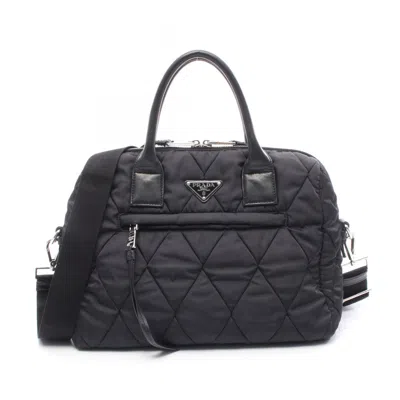 Pre-owned Prada Nylon Leather Handbag () In Black