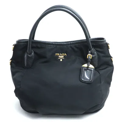 Pre-owned Prada Nylon Leather Handbag () In Black