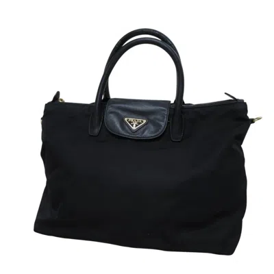Pre-owned Prada Nylon Leather Handbag () In Black
