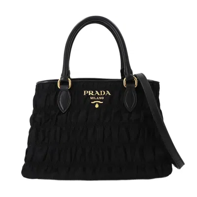 Pre-owned Prada Nylon Leather Handbag Shoulder Bag () In Black