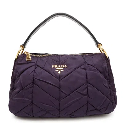 Pre-owned Prada Nylon Leather Handbag Shoulder Bag () In Purple