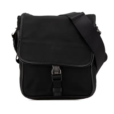 Pre-owned Prada Nylon Leather Messenger Bag Shoulder Bag () In Black
