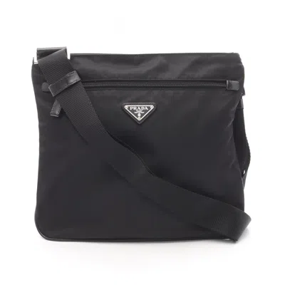 Pre-owned Prada Nylon Leather Shoulder Bag () In Black