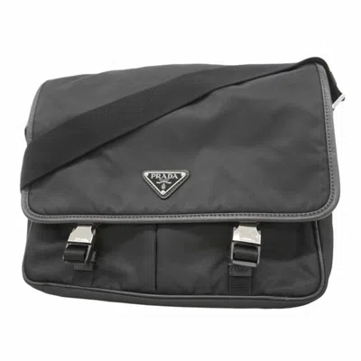 Pre-owned Prada Nylon Leather Shoulder Bag () In Black