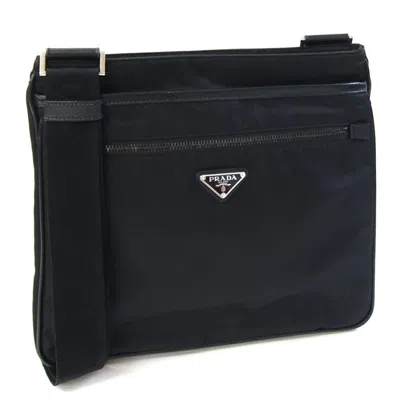 Pre-owned Prada Nylon Leather Shoulder Bag () In Black