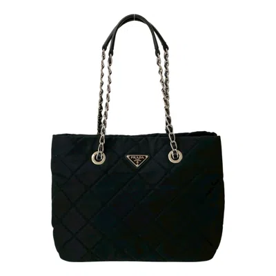 Pre-owned Prada Nylon Leather Shoulder Bag Tote Bag () In Black