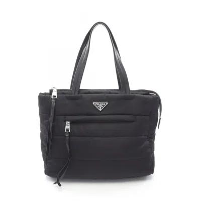 Pre-owned Prada Nylon Leather Tote Bag () In Black