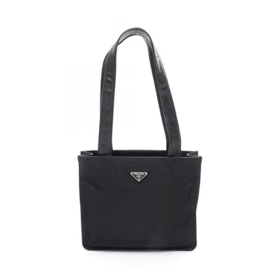 Pre-owned Prada Nylon Leather Tote Bag () In Black