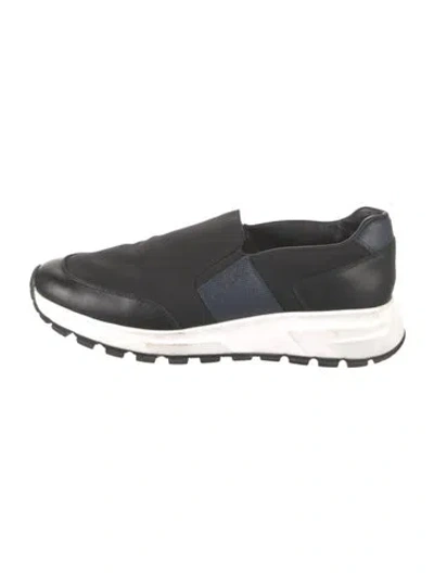 Pre-owned Prada Nylon Leather Trim Embellishment Sneakers In Black