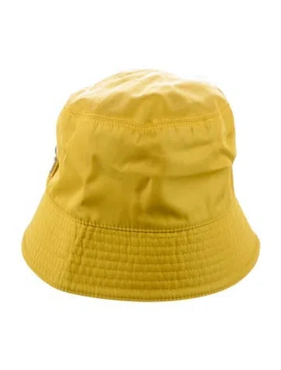 Pre-owned Prada Nylon Logo Bucket Hat In Yellow