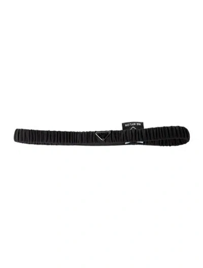 Pre-owned Prada Nylon Logo Headband In Black