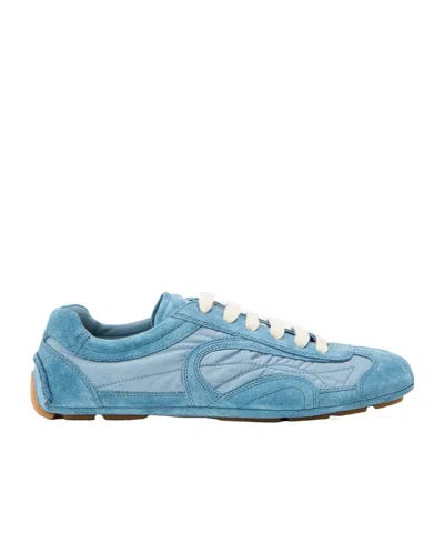 Prada Light Blue Suede And Re-nylon Montecarlo Re-edition 2005 Sneakers