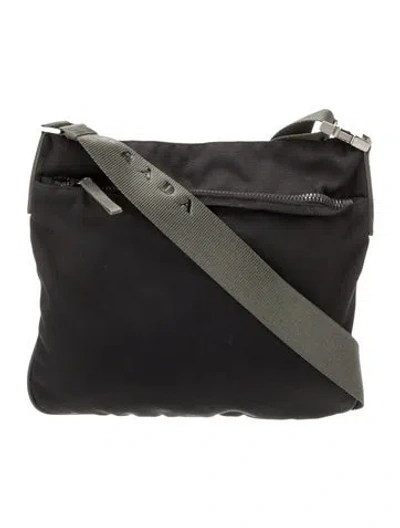 Pre-owned Prada Nylon Messenger Bag In Black/green