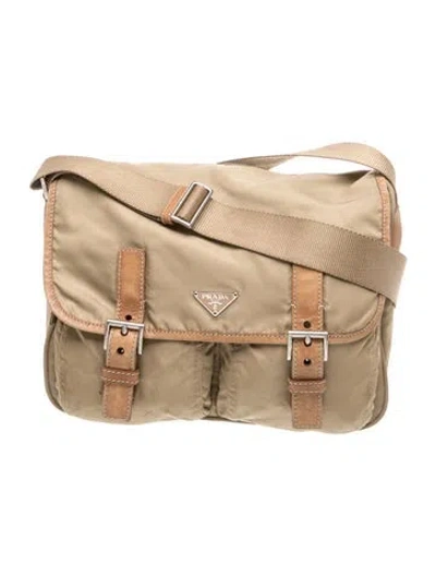 Pre-owned Prada Nylon Messenger Bag In Neutral